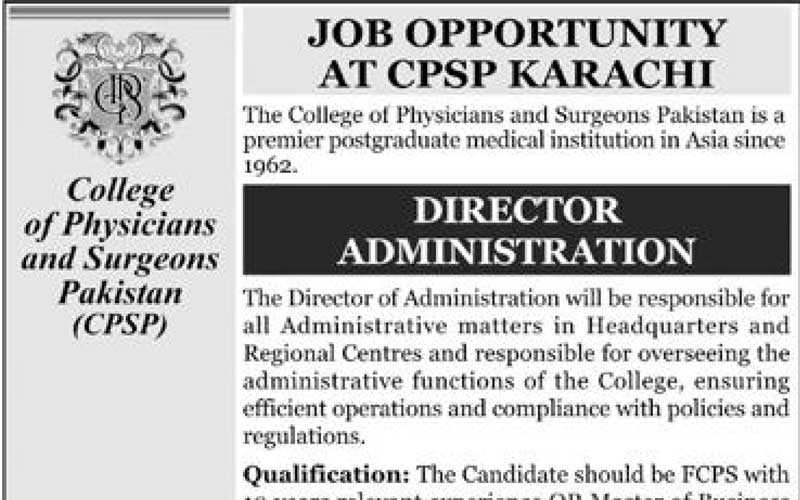 CPSP Jobs Director Administration Karachi