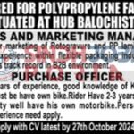 Salas and Marketing Manager, Purchase Officer Hub Balochistan