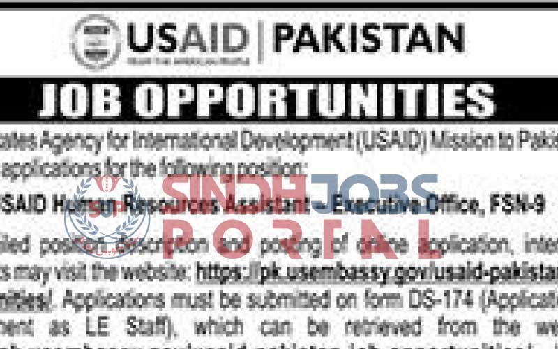 USAID Pakistan Jobs Human Resources Assistant