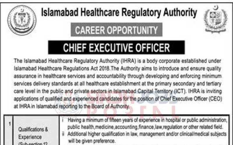 Islamabad Healthcare Regulatory Authority Jobs