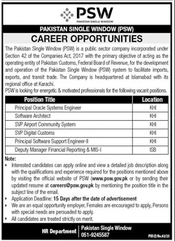 Career Opportunities at Pakistan Single Window (PSW)