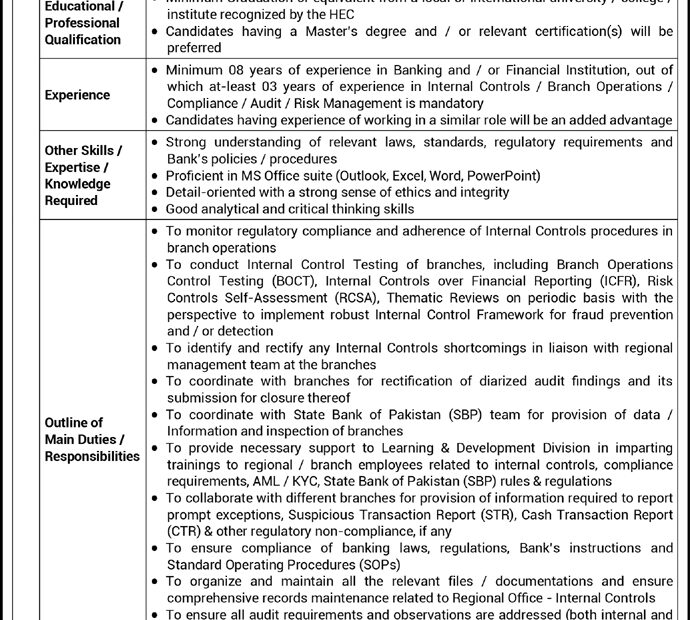 Career Opportunity at National Bank of Pakistan Karachi
