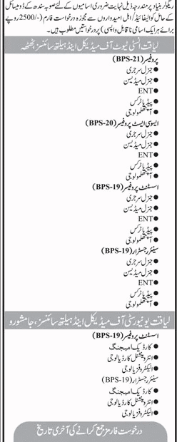 LUMHS Jamshoro Jobs 2025 – Faculty & Medical Positions