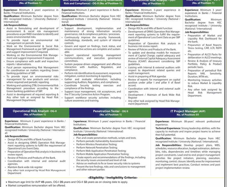 ZARAI TARAQIATI BANK LIMITED (ZTBL) - CAREER OPPORTUNITIES JULY 2025