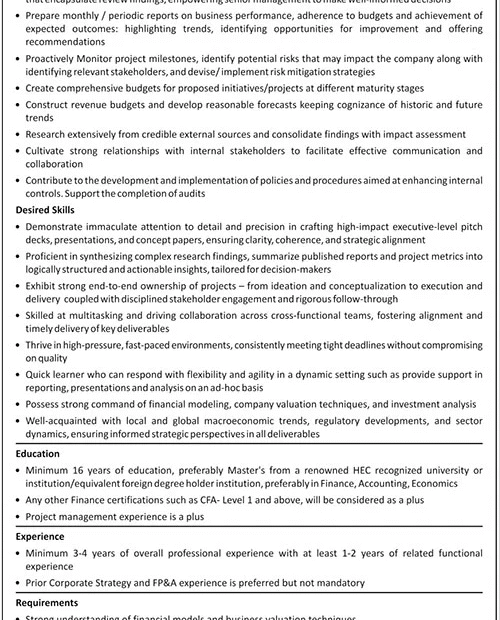 Junior Management Position Performance Review Job in Karachi Apply by August 22, 2025