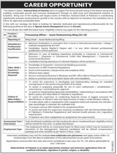National Bank of Pakistan Processing Officer Jobs 2025