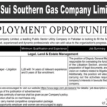 SSGC Deputy General Manager Litigation Jobs 2025