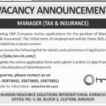 Manager Tax & Insurance Jobs 2025 in Karachi